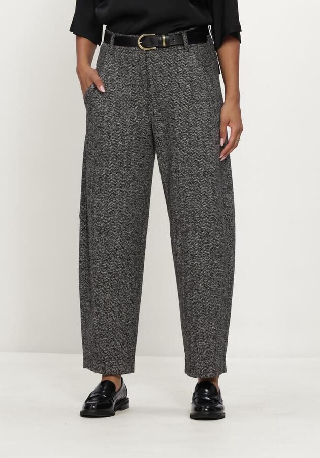 CAMBIO Dames Broeken Orly Plain Herringbone Jersey Jacquard Grijs
