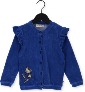 Carlijnq Blauwe Vest Basics Ruffled Cardigan With Embroidery