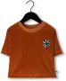 CARLIJNQ Meisjes Tops & T-shirts Flower Cropped Crewneck T-shirt Wt Embroidery Cognac - Thumbnail 1