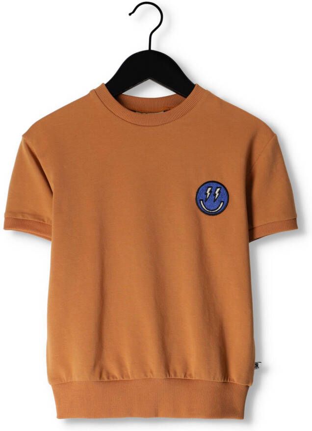 CARLIJNQ Jongens Polo's & T-shirts Smilies Sweater Short Sleeve Wt Embroidery Cognac