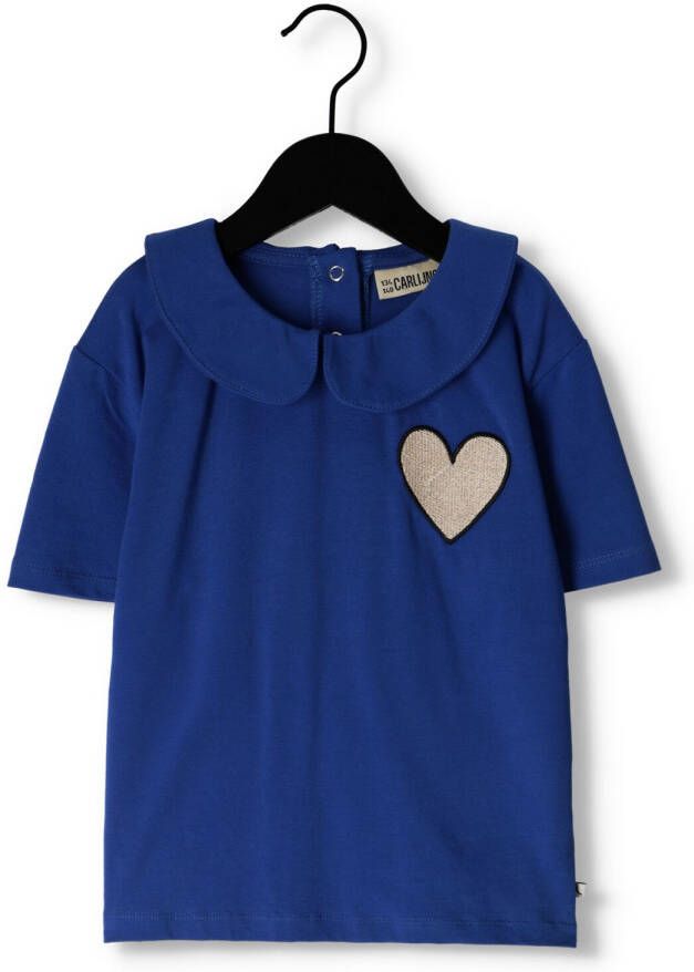 CARLIJNQ Meisjes Tops & T-shirts Sunnies Collar T-shirt Wt Embroidery Donkerblauw