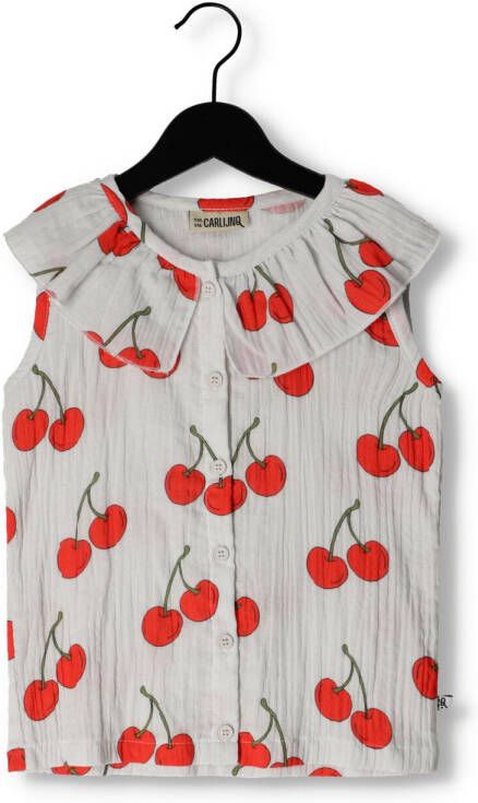 CARLIJNQ Meisjes Tops & T-shirts Cherry Blouse Big Collar No Sleeve Gebroken Wit