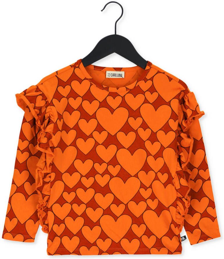 CARLIJNQ Meisjes Tops & T-shirts Hearts Ruffled Top Longsleeve Oranje