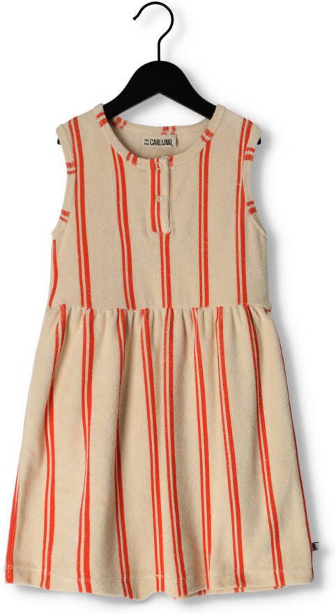 CARLIJNQ Meisjes Jurken Stripes Flame Tanktop Dress Wt Print Oranje