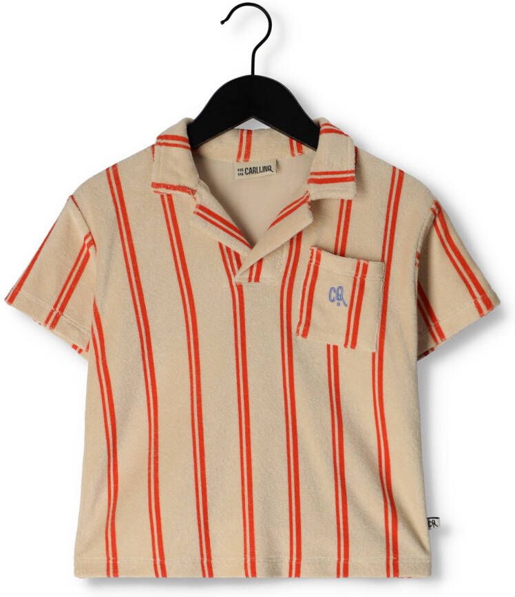 CARLIJNQ Jongens Polo's & T-shirts Stripes Flame Loose Polo T-shirt Wt Embroideries Oranje