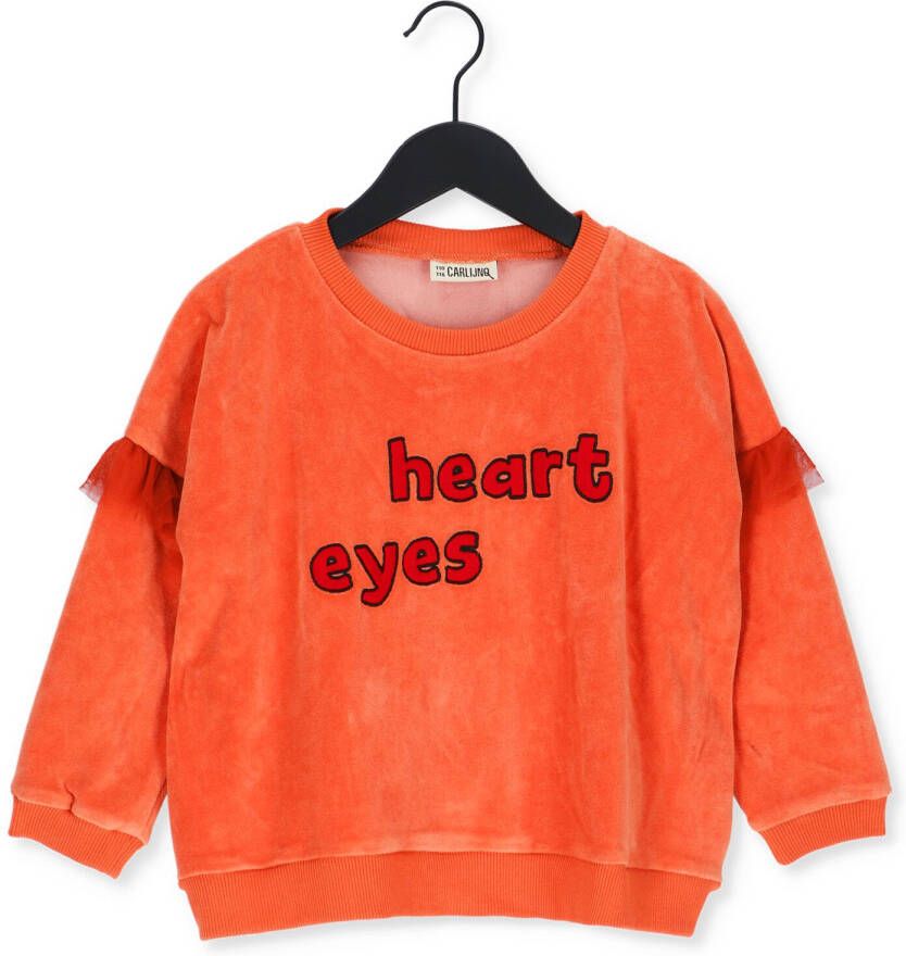 CARLIJNQ Meisjes Truien & Vesten Heart Eyes Sweater Girls With Tule Ruffles + Embroidery Oranje