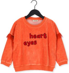 Carlijnq Oranje Trui Heart Eyes Sweater Girls With Tule Ruffles + Embroidery