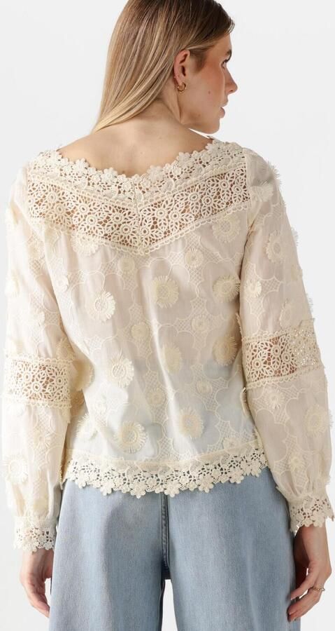 Caroline Biss Korte Mouw Blouse Top Beige Dames - Foto 3