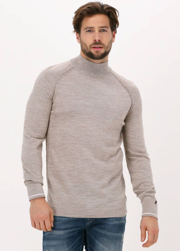 Cast Iron Beige Trui Mock Neck Tech Merino