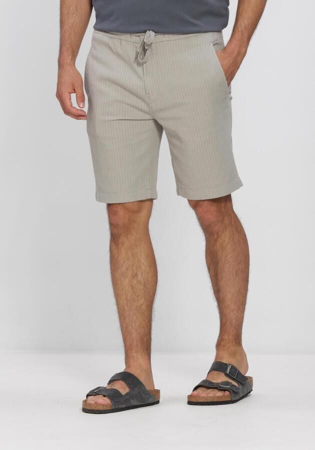 Cast Iron regular chino short met linnen lichtgroen