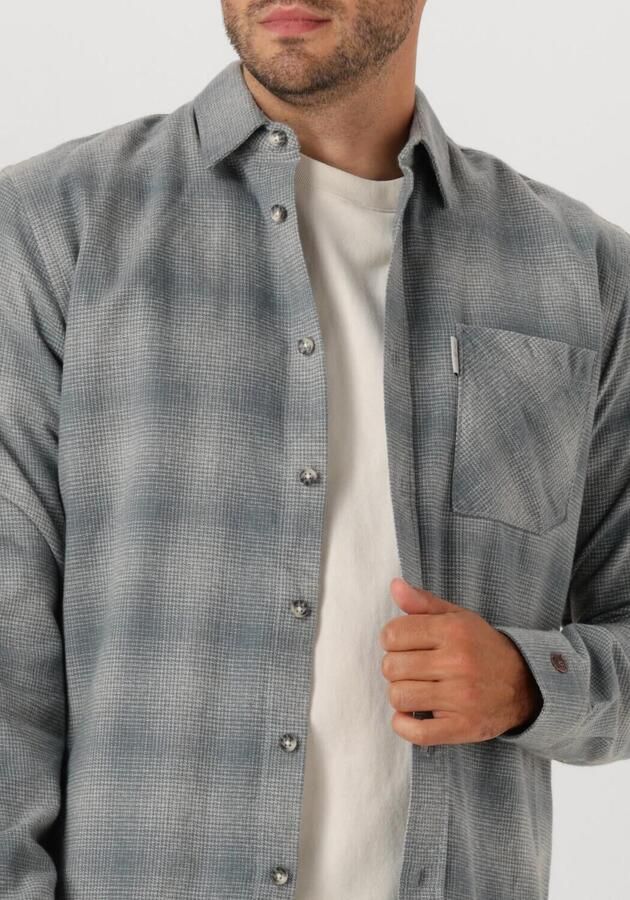 CAST IRON Heren Overhemden Brushed Mouline Check Grijs