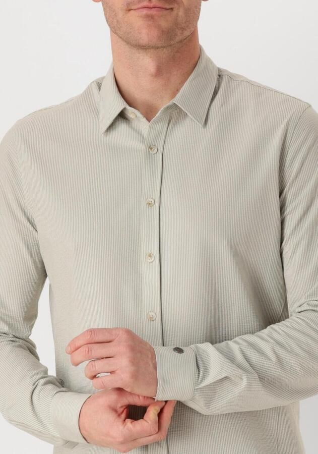 CAST IRON Heren Overhemden Long Sleeve Shirt Tec Dobby Jersey Stripe Groen