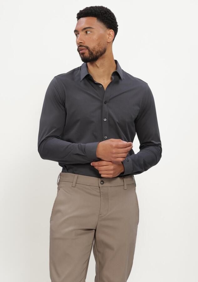 CAST IRON Heren Overhemden Long Sleeve Shirt Tech Fine Jersey Donkergrijs - Foto 2