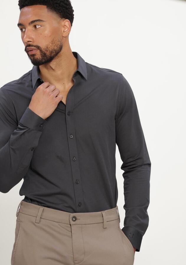 CAST IRON Heren Overhemden Long Sleeve Shirt Tech Fine Jersey Donkergrijs - Foto 4