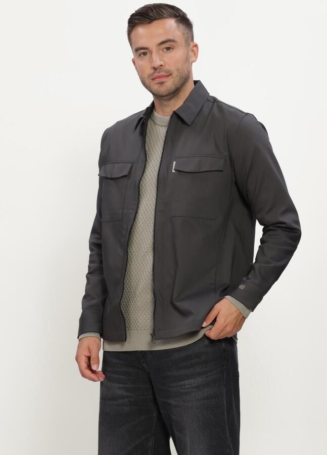 CAST IRON Heren Overhemden Long Sleeve Shirt Tech Stretch Donkergrijs
