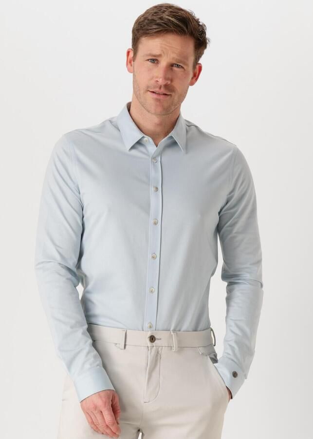 CAST IRON Heren Overhemden Long Sleeve Shirt Twill Jersey 2 Tone Blauw - Foto 4