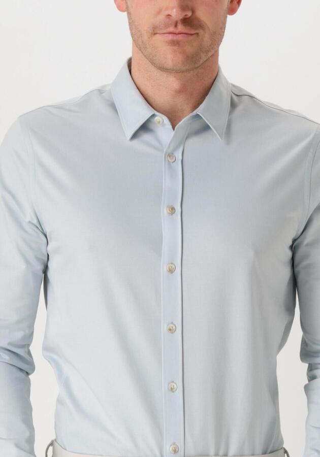 CAST IRON Heren Overhemden Long Sleeve Shirt Twill Jersey 2 Tone Blauw