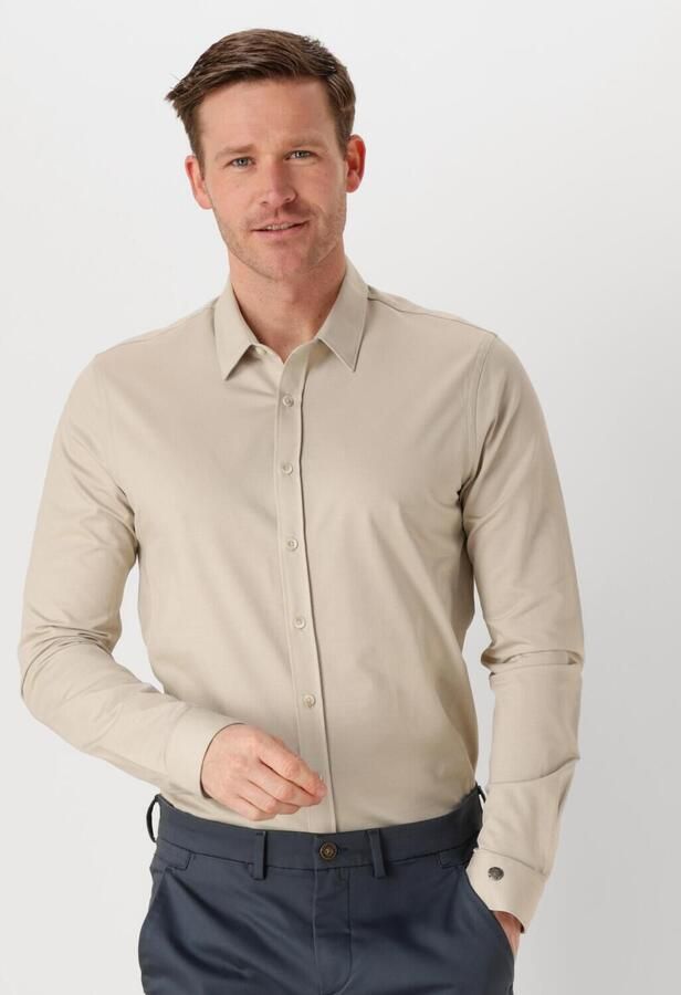 CAST IRON Heren Overhemden Long Sleeve Shirt Twill Jersey 2 Tone Zand - Foto 4