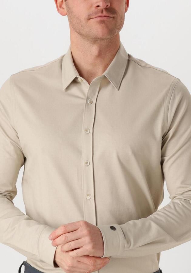 CAST IRON Heren Overhemden Long Sleeve Shirt Twill Jersey 2 Tone Zand - Foto 2