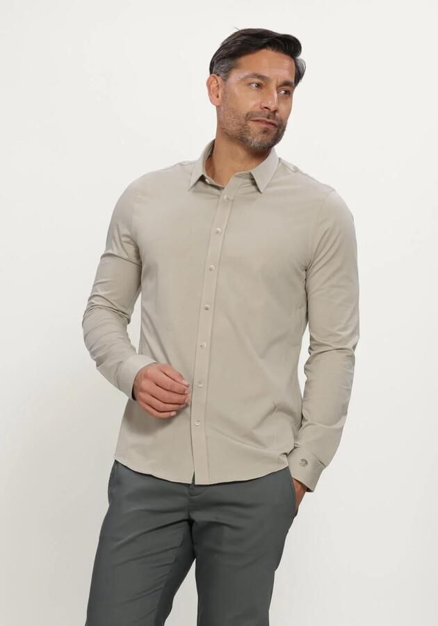 CAST IRON Heren Overhemden Long Sleeve Shirt Twill Jersey Beige
