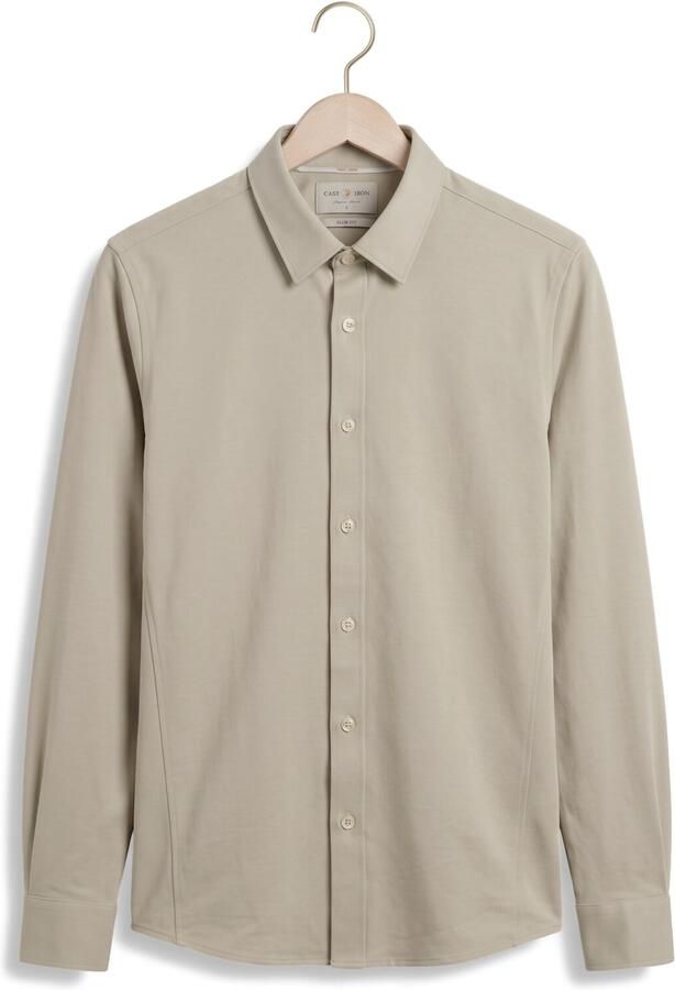 CAST IRON Heren Overhemden Long Sleeve Shirt Twill Jersey Beige - Foto 4
