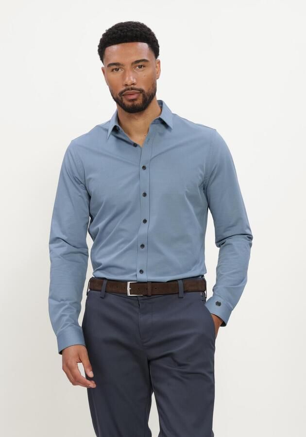 CAST IRON Heren Overhemden Long Sleeve Shirt Twill Jersey Blauw