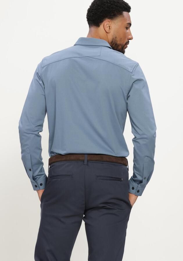 CAST IRON Heren Overhemden Long Sleeve Shirt Twill Jersey Blauw - Foto 2