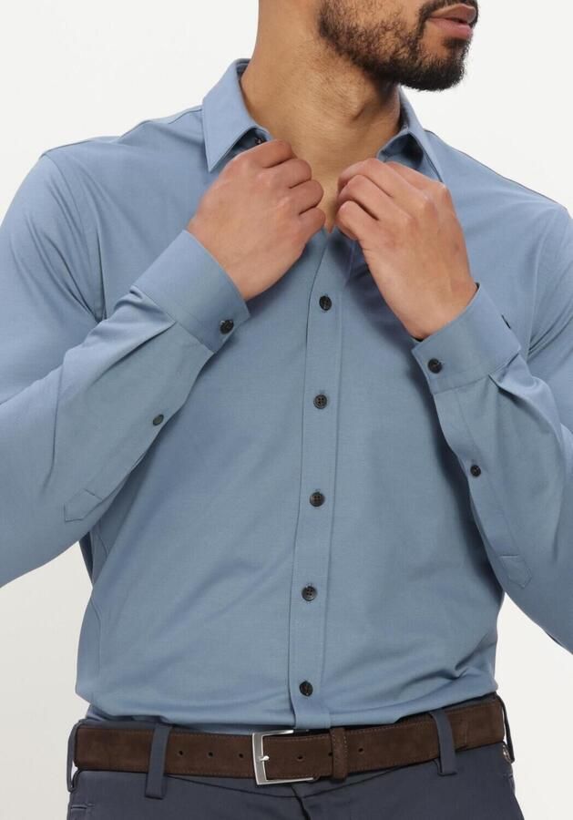 CAST IRON Heren Overhemden Long Sleeve Shirt Twill Jersey Blauw - Foto 3