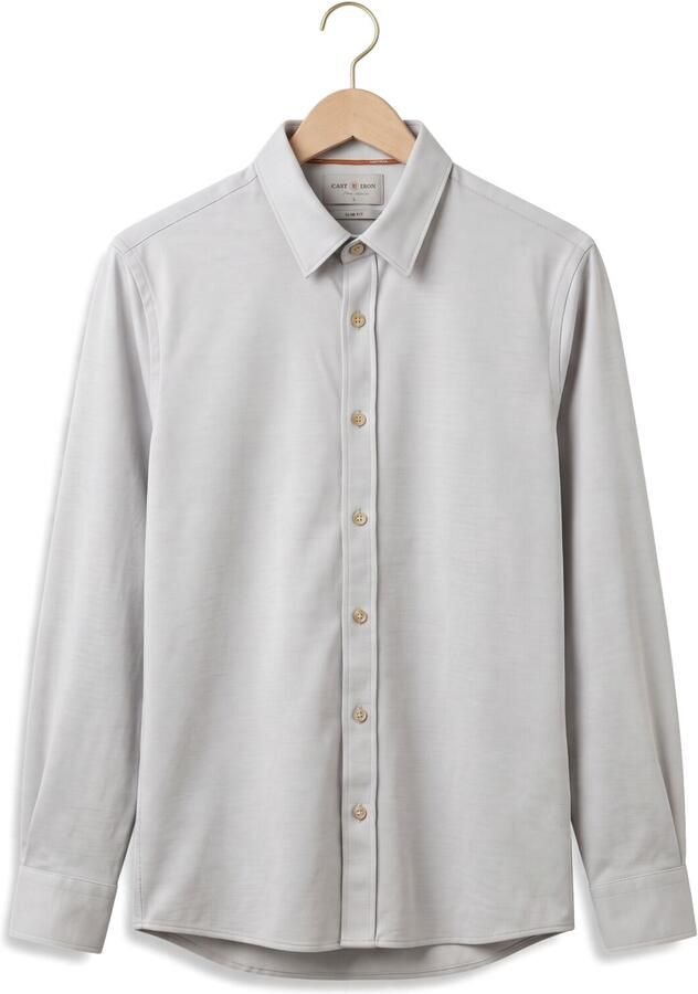 CAST IRON Heren Overhemden Long Sleeve Shirt Twill Jersey Lichtgrijs