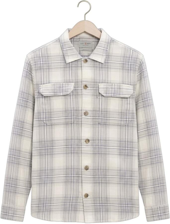 CAST IRON Heren Overshirts Check Spring Waffle Creme - Foto 2