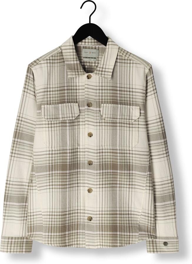 CAST IRON Heren Overshirts Long Sleeve Shirt Check Weave Yd Beige