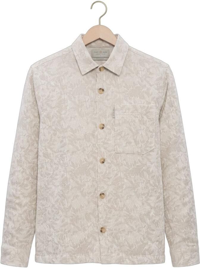 CAST IRON Heren Overshirts Long Sleeve Shirt Jacquard 2 Tone Beige - Foto 2