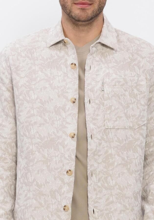 CAST IRON Heren Overshirts Long Sleeve Shirt Jacquard 2 Tone Beige - Foto 4