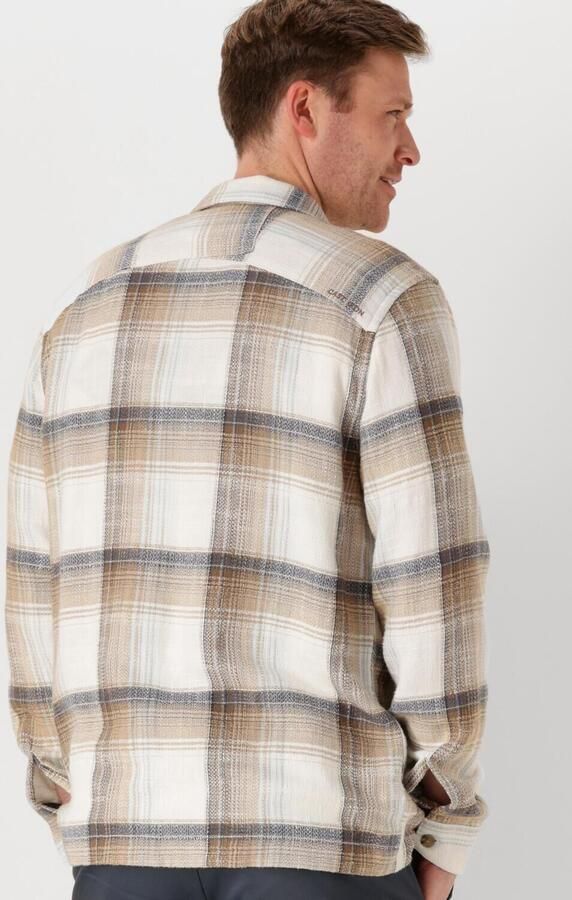 CAST IRON Heren Overshirts Long Sleeve Shirt Slub Check Zand - Foto 3