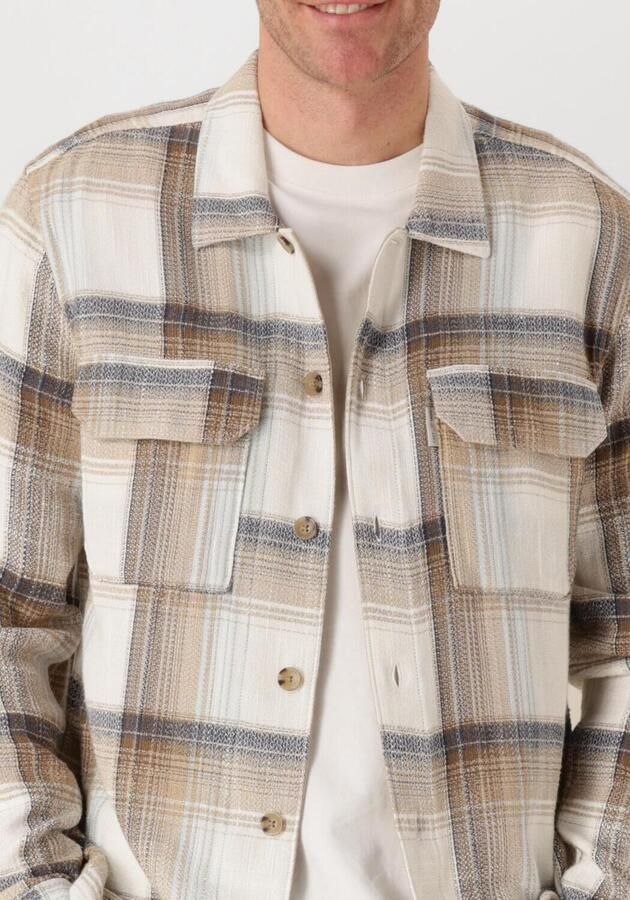 CAST IRON Heren Overshirts Long Sleeve Shirt Slub Check Zand - Foto 2