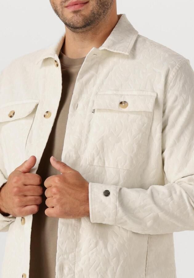 CAST IRON Heren Overshirts Ribcord Tonal Print Ecru - Foto 3