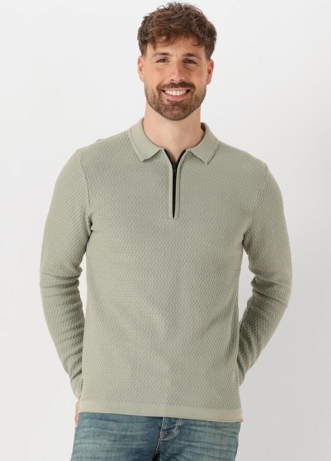 Cast Iron Sweater Long Sleeve Half Zip Poloshirt Structuur Lichtgroen - Foto 4