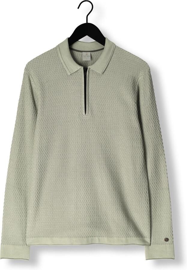 Cast Iron Sweater Long Sleeve Half Zip Poloshirt Structuur Lichtgroen - Foto 3