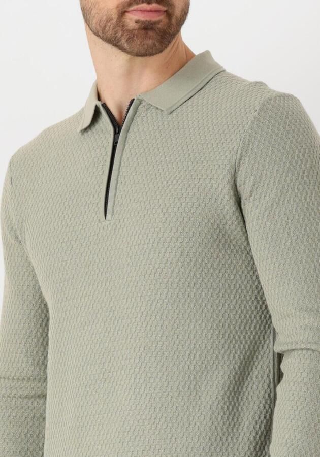 Cast Iron Sweater Long Sleeve Half Zip Poloshirt Structuur Lichtgroen - Foto 2