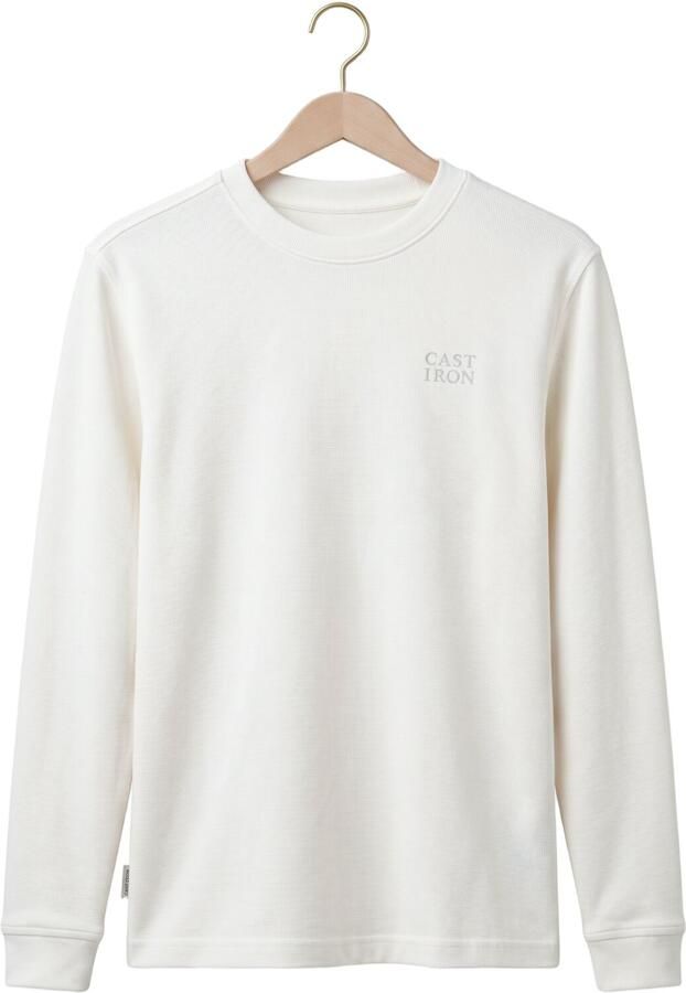 CAST IRON Heren Polo's & T-shirts Long Sleeve R-neck Regular Fit Waffle Gebroken Wit - Foto 4