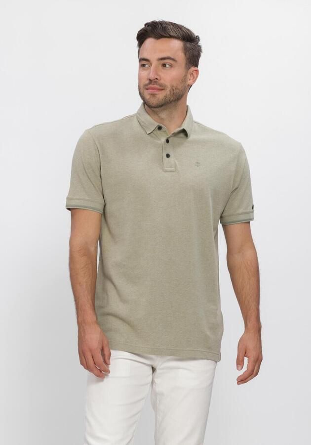 CAST IRON Heren Polo's & T-shirts Short Sleeve Polo Slim Fit Popcorn Jersey Melange Khaki