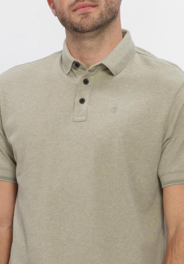 CAST IRON Heren Polo's & T-shirts Short Sleeve Polo Slim Fit Popcorn Jersey Melange Khaki - Foto 4
