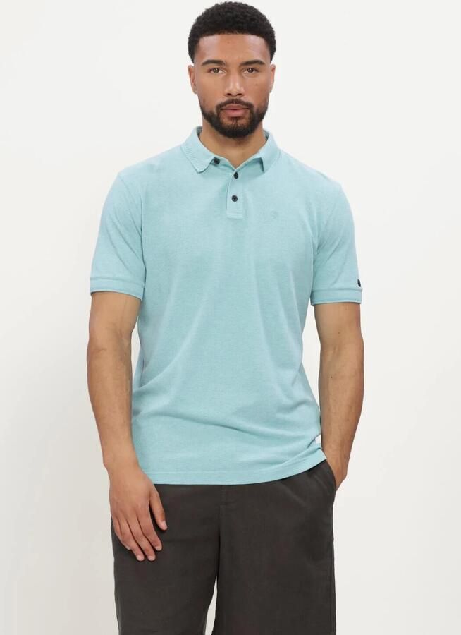 CAST IRON Heren Polo's & T-shirts Short Sleeve Polo Slim Fit Popcorn Jersey Melange Lichtblauw