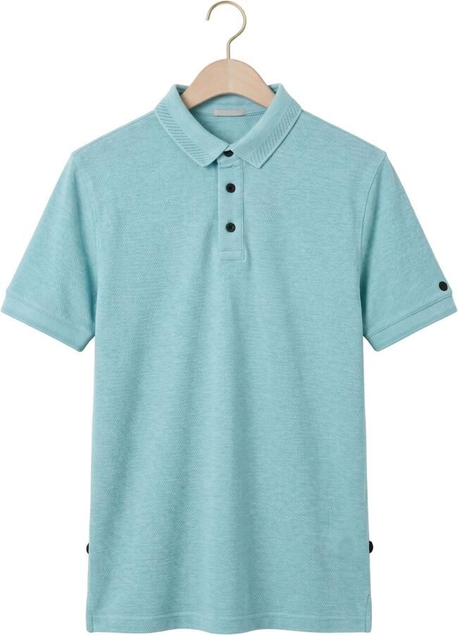 CAST IRON Heren Polo's & T-shirts Short Sleeve Polo Slim Fit Popcorn Jersey Melange Lichtblauw - Foto 2
