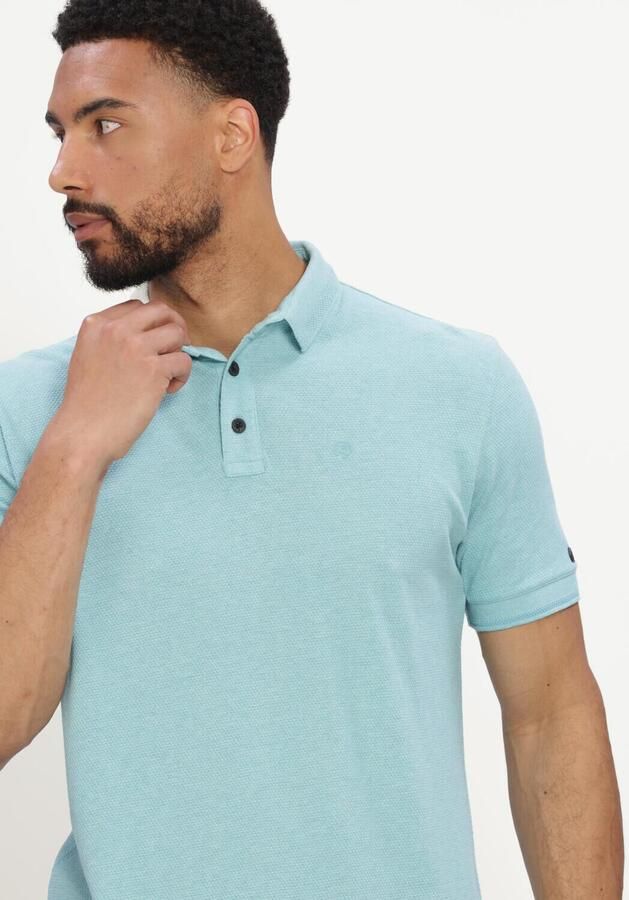 CAST IRON Heren Polo's & T-shirts Short Sleeve Polo Slim Fit Popcorn Jersey Melange Lichtblauw - Foto 4