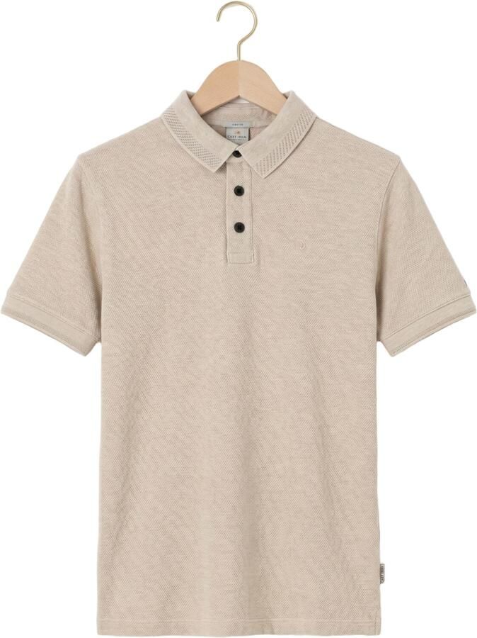 CAST IRON Heren Polo's & T-shirts Short Sleeve Polo Slim Fit Popcorn Jersey Melange Zand - Foto 2