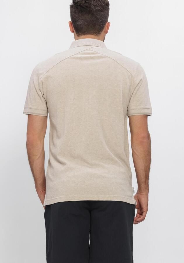 CAST IRON Heren Polo's & T-shirts Short Sleeve Polo Slim Fit Popcorn Jersey Melange Zand - Foto 3