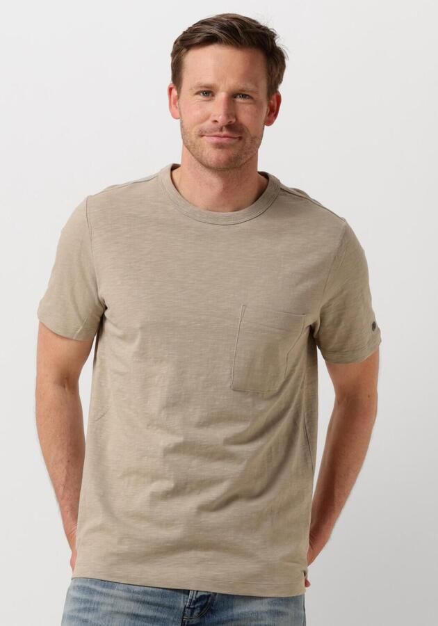 CAST IRON Heren Polo's & T-shirts Short Sleeve R-neck Regular Fit Cotton Slub Beige - Foto 4