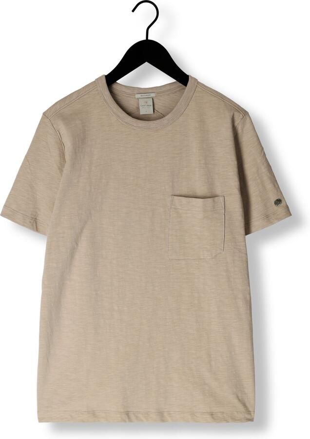 CAST IRON Heren Polo's & T-shirts Short Sleeve R-neck Regular Fit Cotton Slub Beige