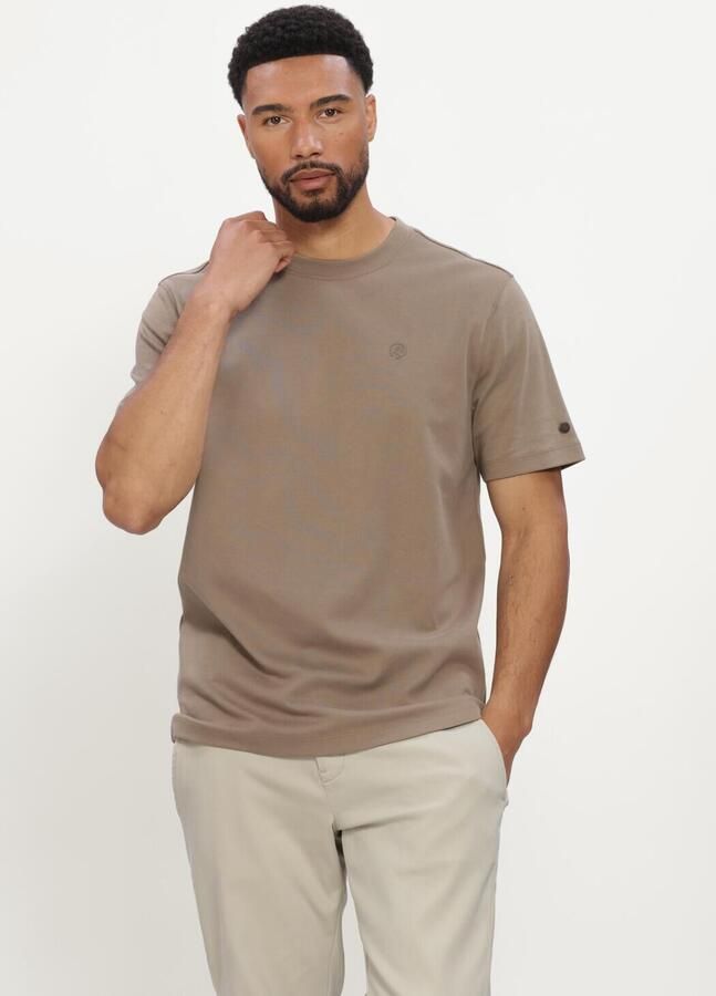 CAST IRON Heren Polo's & T-shirts Short Sleeve R-neck Regular Fit Interlock Taupe